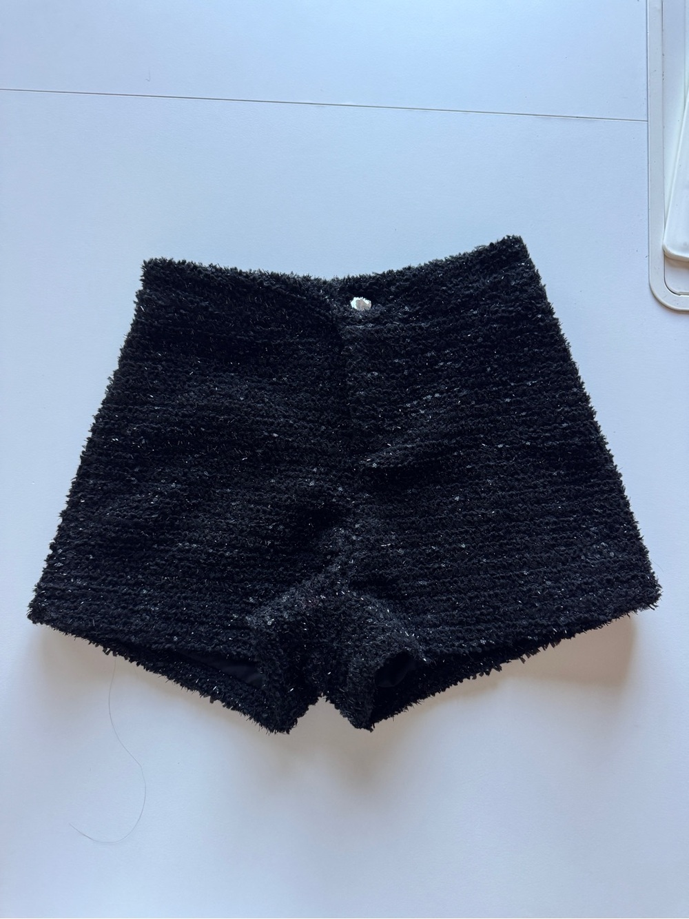 Black fuzzy High-Waist Women’s Hot Shorts